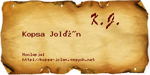 Kopsa Jolán névjegykártya