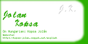 jolan kopsa business card